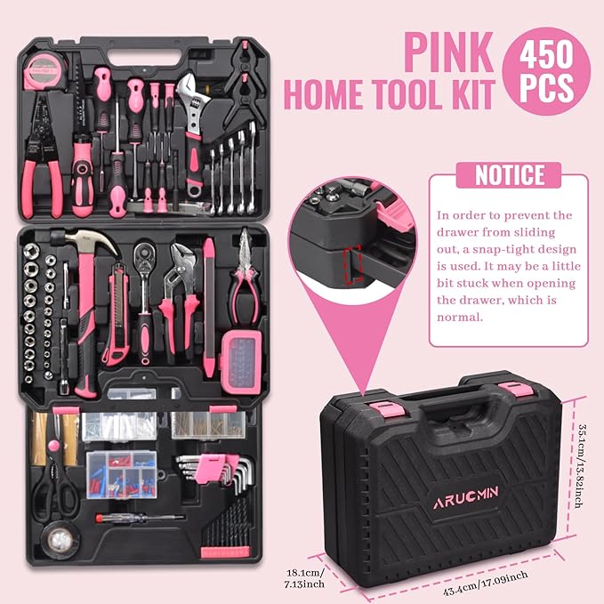 450-Piece Pink Tool Kit