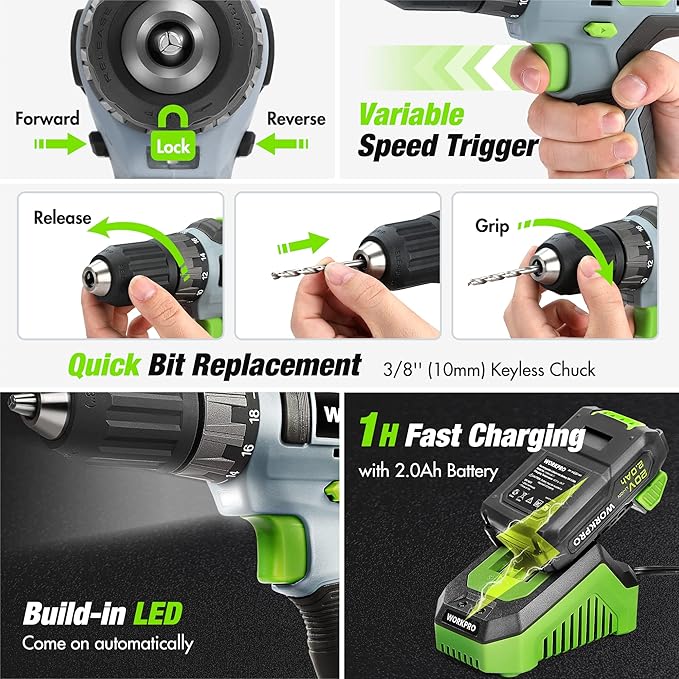 Home Tool Set with Power Drill