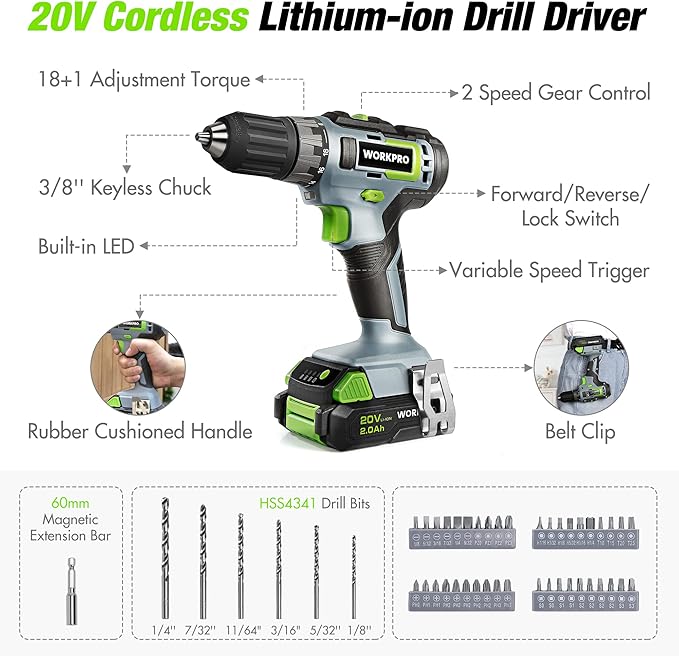 Home Tool Set with Power Drill