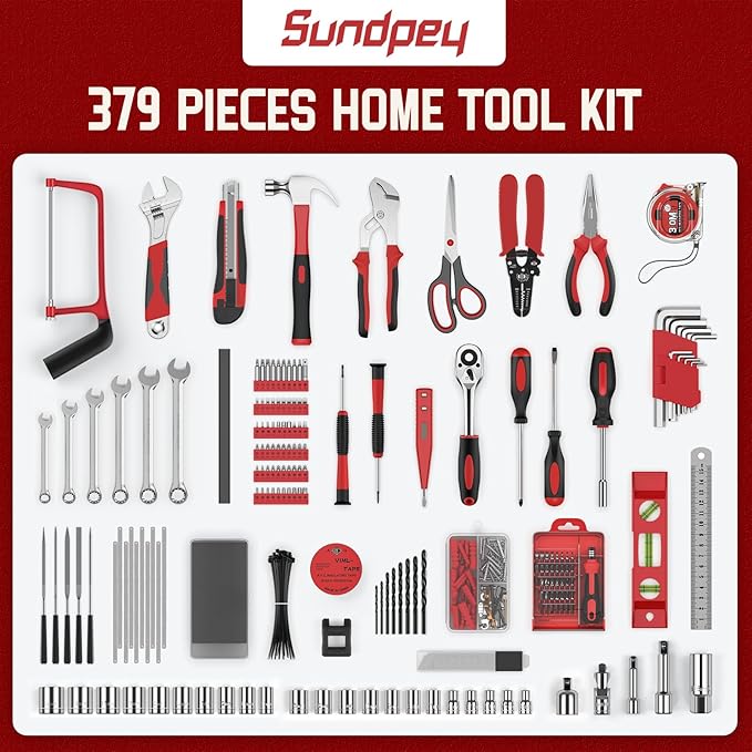 Home Tool Kit with Drawer - 379-PCs